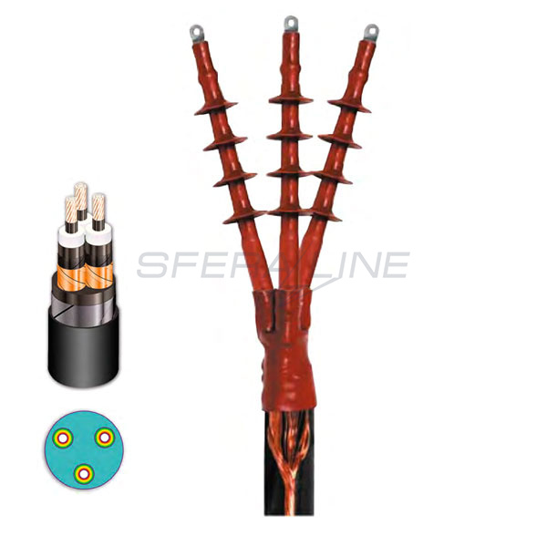 Концевая термоусадочная муфта EUETH Tp 24 25-95 1200, 24 кВ, для трехжильных кабелей, Sicame
